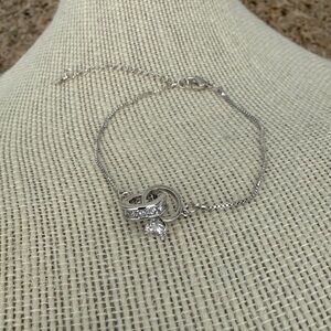 Elegant Silver tone,stainless steel Bracelet with Crystal Accents